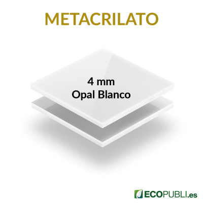 Panel Metacrilato Grosor 4 mm Opal Blanco. Garantía Ecopubli.