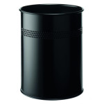 1 Ud Papelera Metal 15L Circular con Perforaciones 30mm Negra