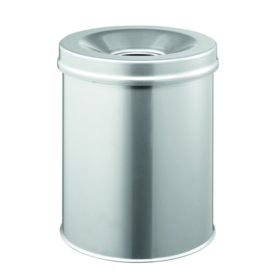 1 Ud Papelera SAFE 15L Circular Metálico Plateado