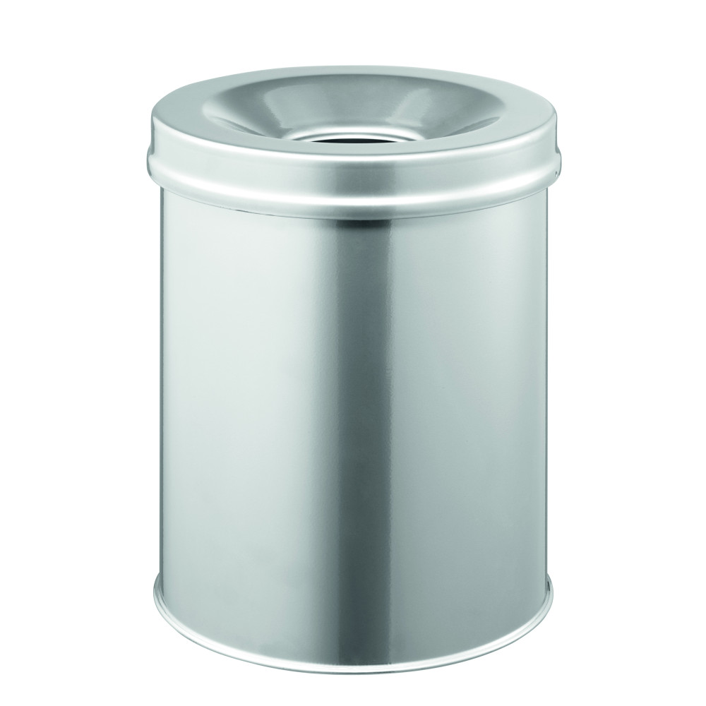 1 Ud Papelera SAFE 15L Circular Metálico Plateado