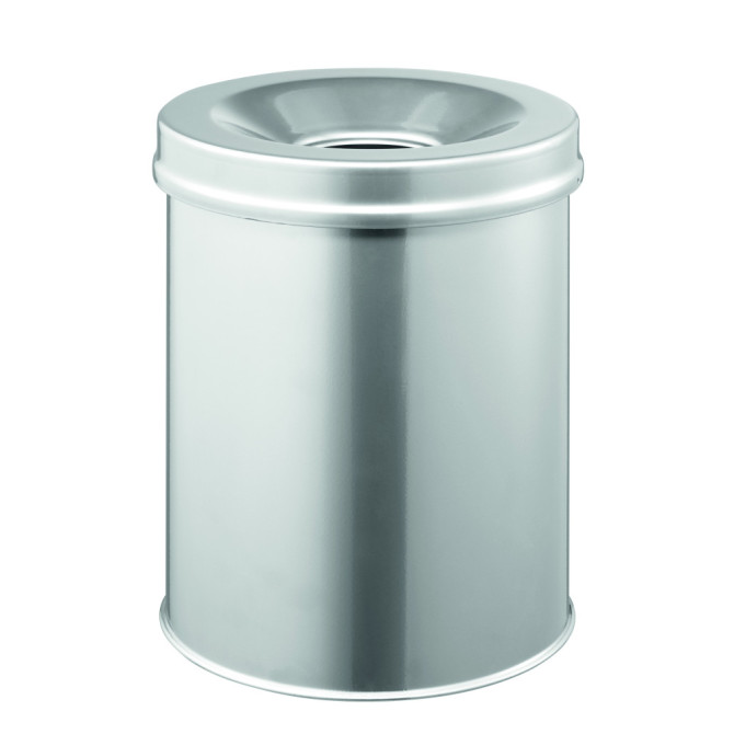 1 Ud Papelera SAFE 15L Circular Metálico Plateado
