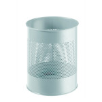 1 Ud Papelera Metal 15L Circular con Perforaciones 165mm Gris