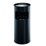 1 Ud Papelera Metal 17L Circular con Cenicero Negra