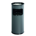 1 Ud Papelera Metal 17L Circular con Cenicero Antracita
