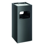 1 Ud Papelera Metal 17L Cuadrada con Cenicero Negra