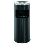 1 Ud Papelera Redonda 17L SAFE con Cenicero Negra