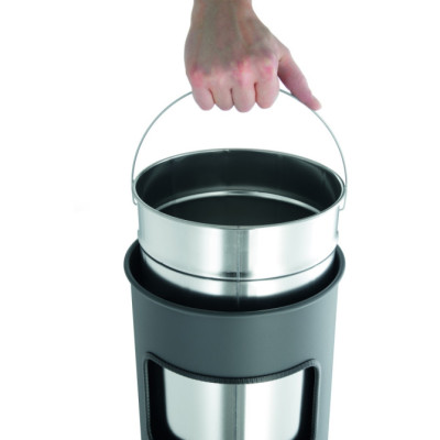 1 Ud Papelera Redonda 17L SAFE con Cenicero Antracita.