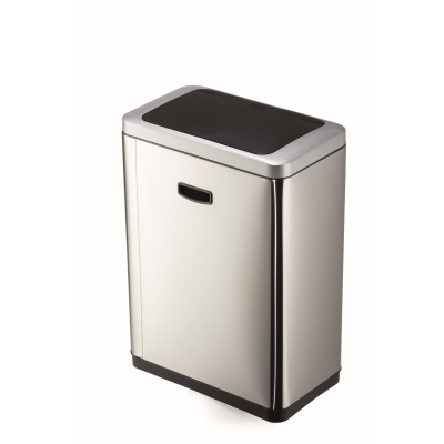 1 Ud Papelera Sensor NO TOUCH Duo 2X20L Metalico Plateado