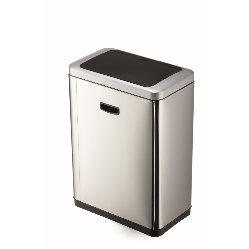 1 Ud Papelera Sensor NO TOUCH Duo 2X20L Metalico Plateado