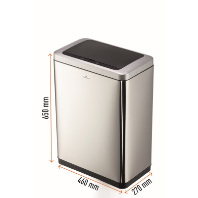 1 Ud Papelera Sensor NO TOUCH Duo 2X20L Metalico Plateado