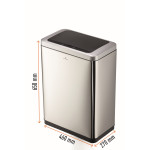1 Ud Papelera Sensor NO TOUCH Duo 2X20L Metalico Plateado