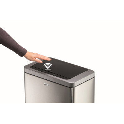 1 Ud Papelera Sensor NO TOUCH Duo 2X20L Metalico Plateado