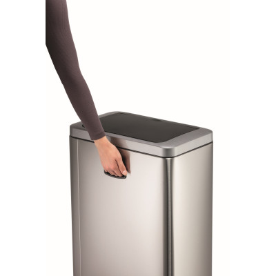 1 Ud Papelera Sensor NO TOUCH Duo 2X20L Metalico Plateado