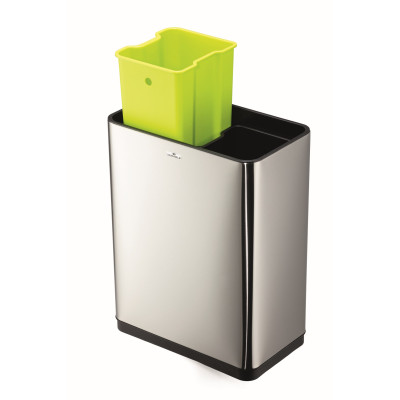1 Ud Papelera Sensor NO TOUCH Duo 2X20L Metalico Plateado