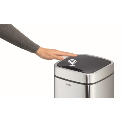 1 Ud Papelera Sensor NO TOUCH 21L Metalico Plateado