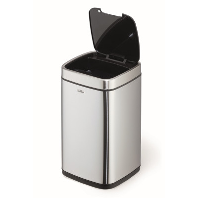 1 Ud Papelera Sensor NO TOUCH 12L Metalico Plateado