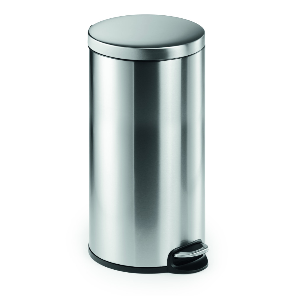 1 Ud Papelera Pedal Acero Inoxidable 30L Circular Plateado