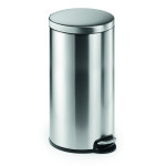 1 Ud Papelera Pedal Acero Inoxidable 30L Circular Plateado