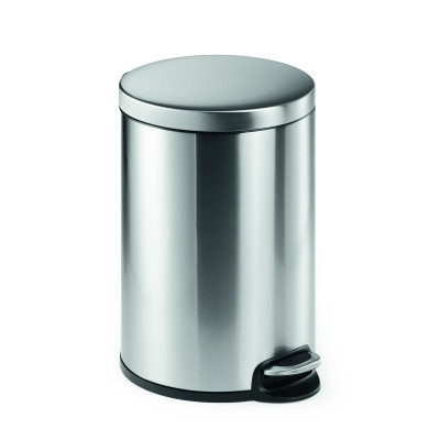 1 Ud Papelera Pedal Acero Inoxidable 20L Circular Plateado