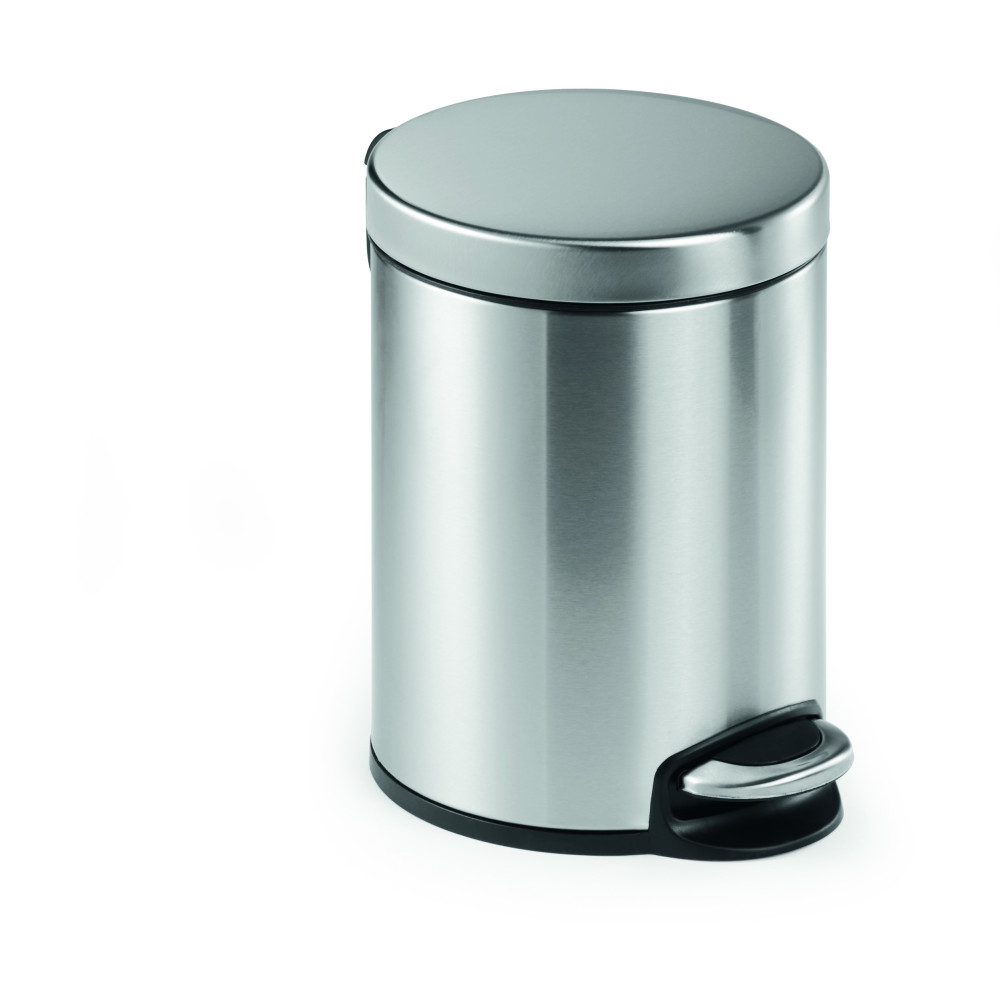 1 Ud Papelera Pedal Acero Inoxidable 5L Circular Plateado