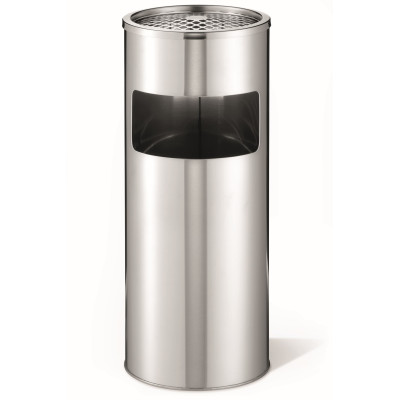 1 Ud Papelera Acero Inoxidable 17L con Cenicero Plateada