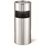 1 Ud Papelera Acero Inoxidable 17L con Cenicero Plateada