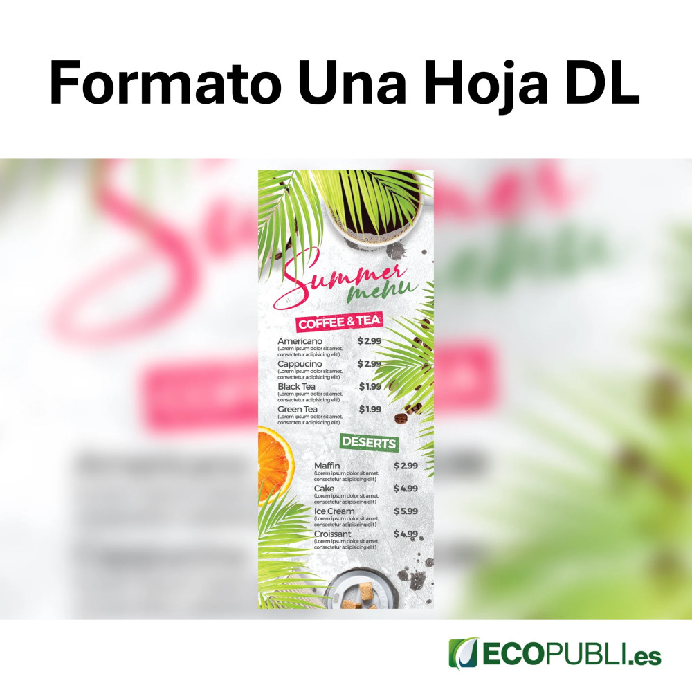 Cartas de Platos Una Hoja Dos Caras DL
