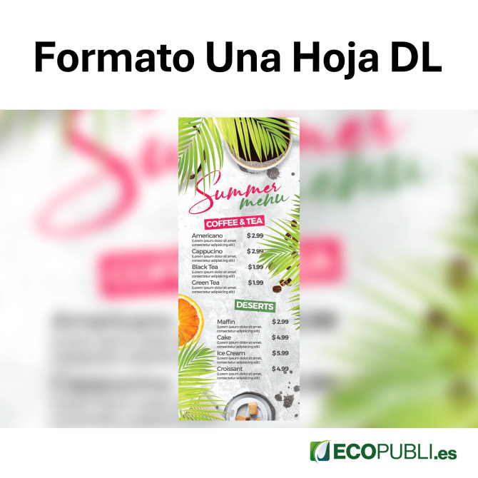 Cartas de Platos Una Hoja Dos Caras DL