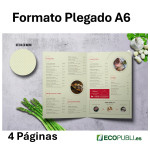 Cartas de Platos Plegada Una Hoja Dos Caras A6