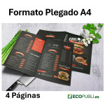 Carta Restaurante Plegada A4. Ecopubli