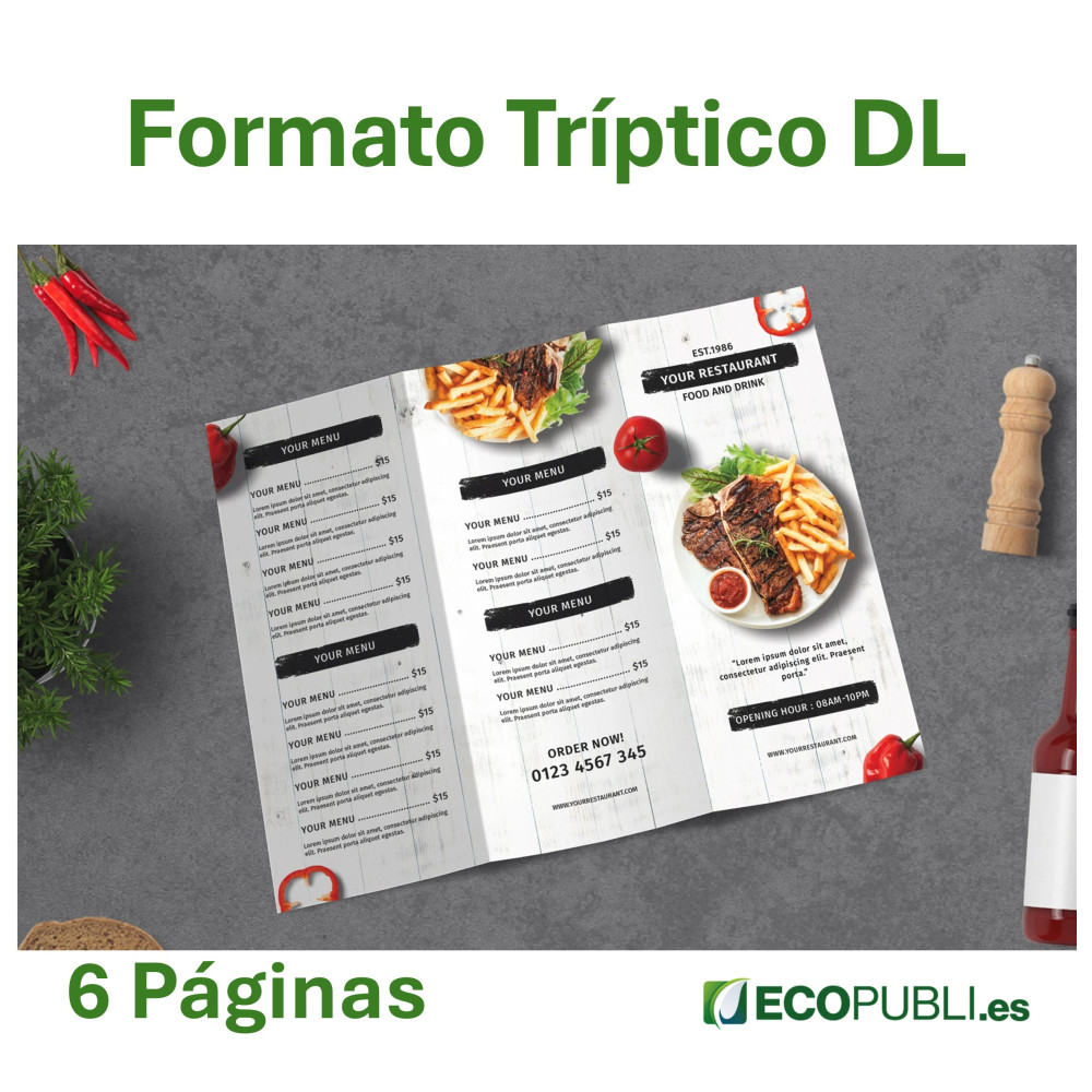 Carta Restaurante Tríptico DL