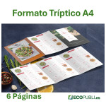 Carta Restaurante Tríptico A4. Ecopubli