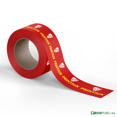 Rollo de precinto adhesivo con fondo rojo y logotipo personalizado