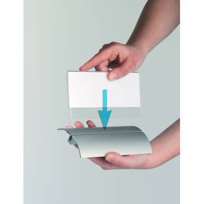 Identificadores de mesa tamaño 61x150 mm con diseño profesional