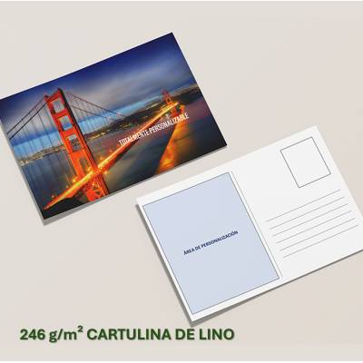 Tarjetas postales A6 en cartulina de lino 246 gramos con textura exclusiva y alta calidad de impresión