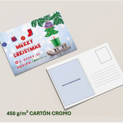 Tarjetas navideñas A6 en cartón cromo 450 g impresas