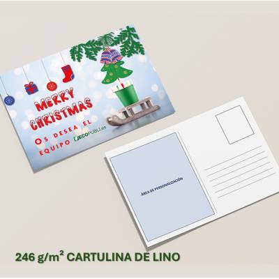 Tarjetas postales de Navidad A6 en cartulina lino 246 g personalizadas