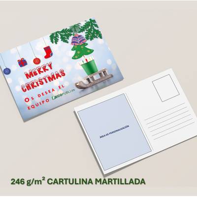 Tarjetas postales de Navidad A6 en cartulina martillada 246 g impresas