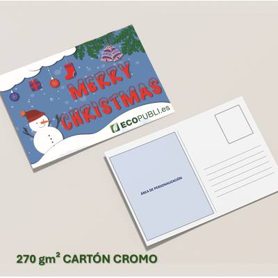 Tarjetas postales de Navidad A5 en cartón cromo 270 g con impresión profesional