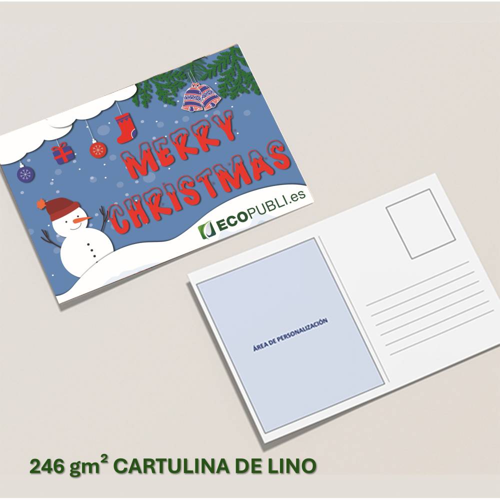 Tarjetas postales de Navidad A5 en cartulina lino 246 g personalizadas