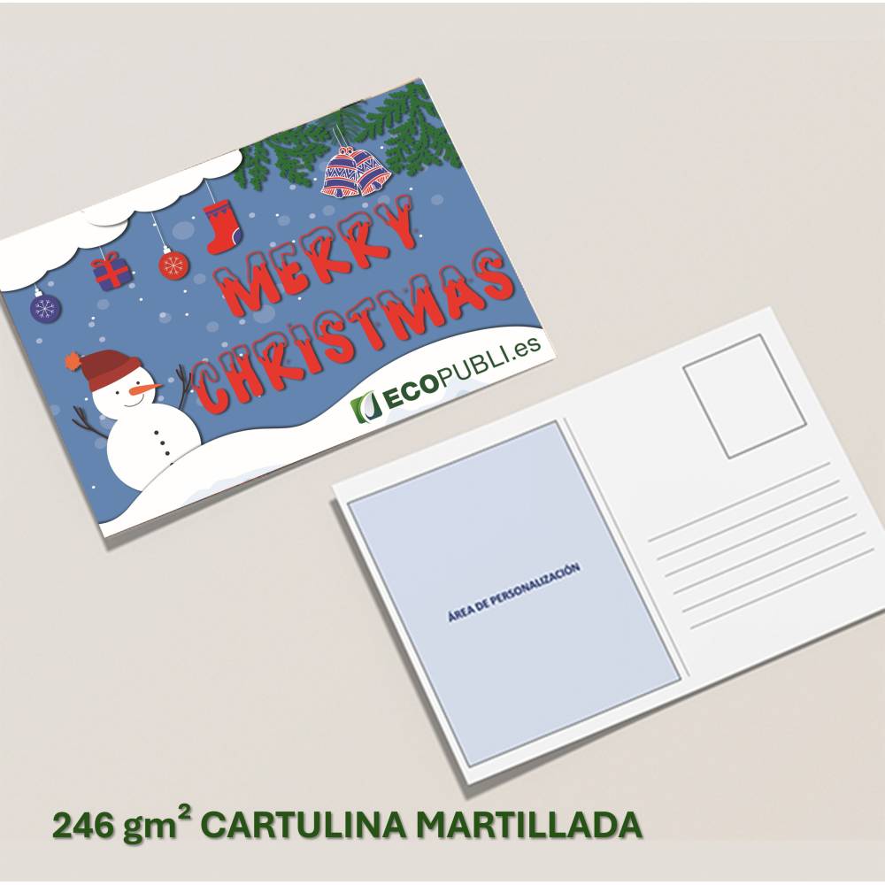 Tarjetas de Navidad A5 en cartulina martillada 246 g con diseño personalizado