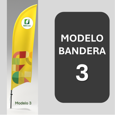 Modelo 3 de la Bandera Premium 450cm de Fibra de Vidrio. Calidad Ecopubli.