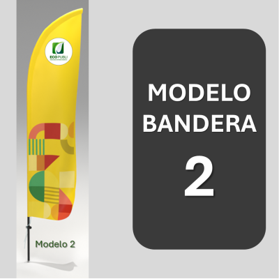 Modelo 2 de la Bandera Premium 550cm de Fibra de Vidrio. Calidad Ecopubli.