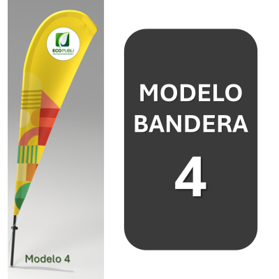 Modelo 4 de la Bandera Premium 550cm de Fibra de Vidrio. Calidad Ecopubli.
