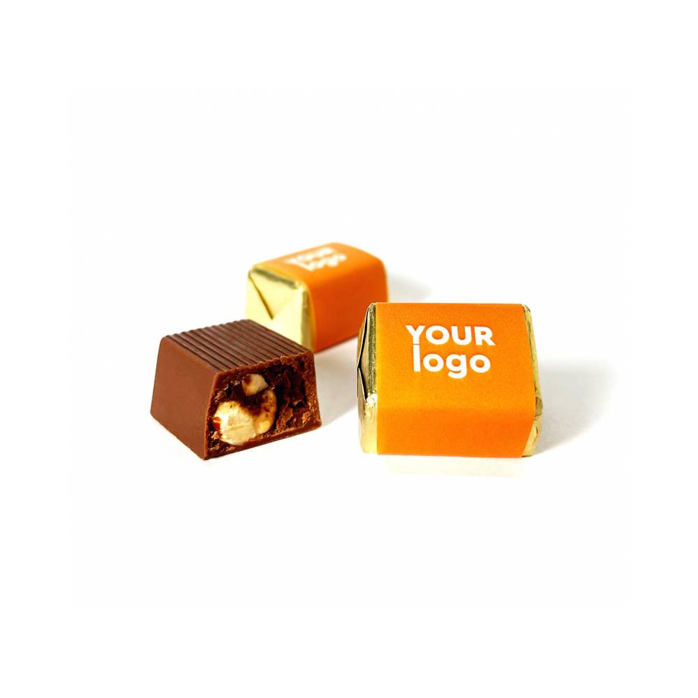 Chocolate Caramelo Rocher Personalizado. Ecopubli.