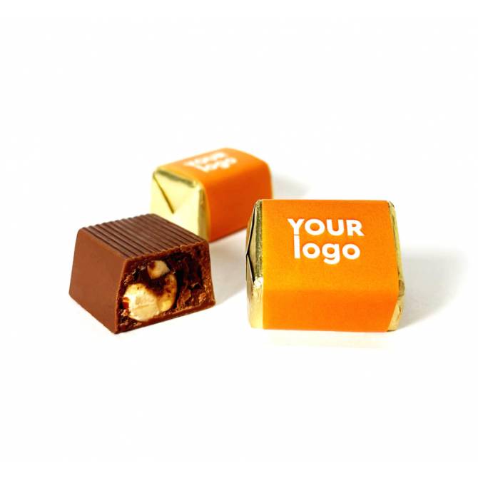 Chocolate Caramelo Rocher Personalizado. Ecopubli.