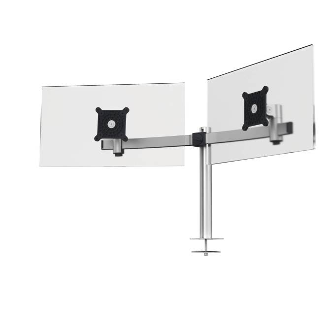 Soporte Monitor para 2 Pantallas con Pasador de Mesa