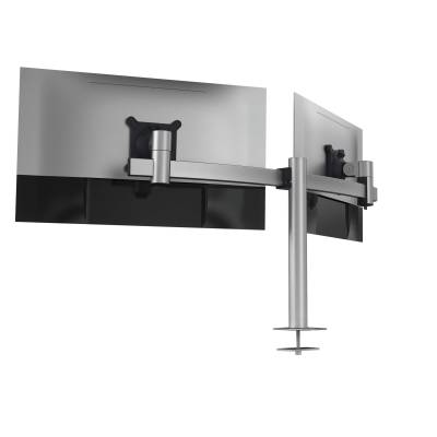 Soporte Monitor para 2 Pantallas con Pasador de Mesa
