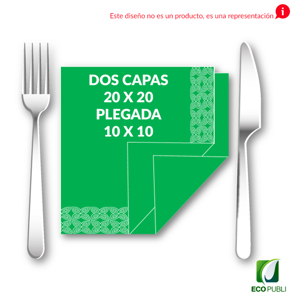 Servilleta 10X10 Cerrada 2 Capas Plegado en Cruz