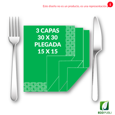 Servilleta 15X15 Cerrada 3 Capas Plegado en Cruz
